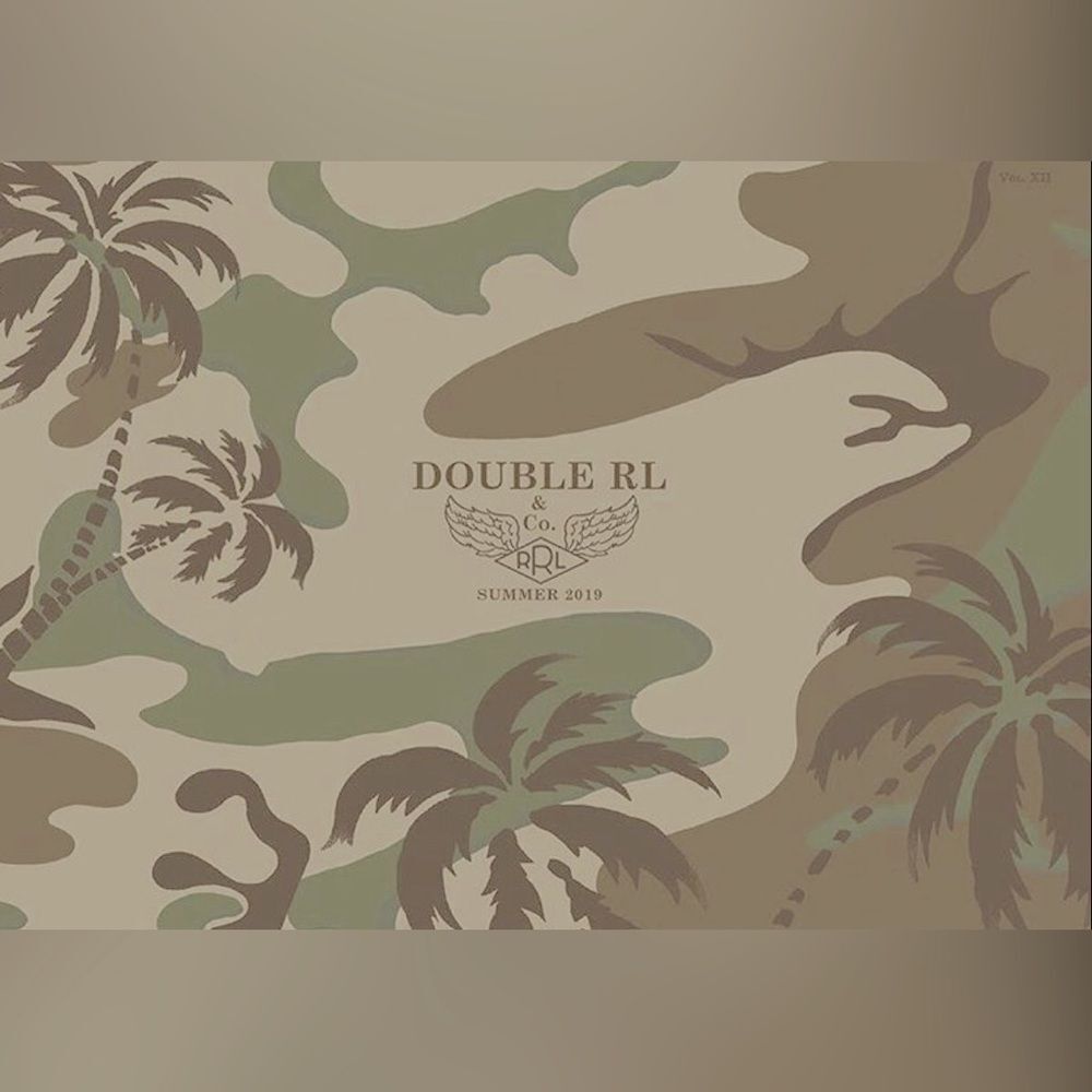 Ralph Lauren RRL Cotton Olive Camo Long Sleeve Thermal Waffle-Knit Tee Shirt - Picture 3 of 16